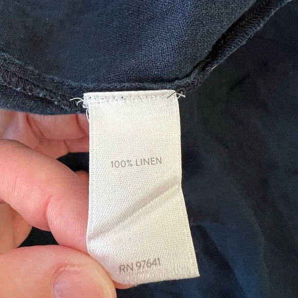 J. Jill Love Linen Long Sleeve Button-Up Navy Tunic Shirt, M/T - Picture 5 of 8